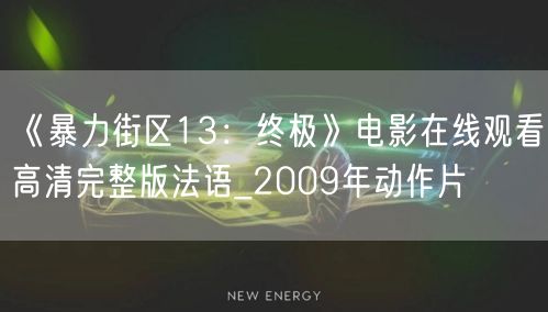 《暴力街区13：终极》电影在线观看高清完整版法语_2009年动作片