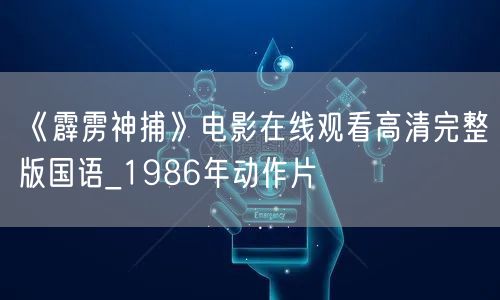 《霹雳神捕》电影在线观看高清完整版国语_1986年动作片
