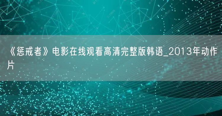 《惩戒者》电影在线观看高清完整版韩语_2013年动作片