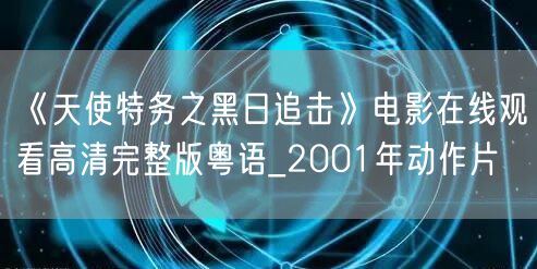《天使特务之黑日追击》电影在线观看高清完整版粤语_2001年动作片