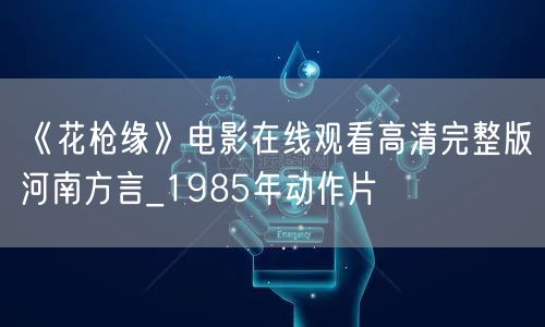 《花枪缘》电影在线观看高清完整版河南方言_1985年动作片