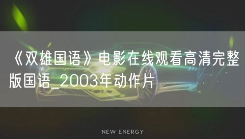 《双雄国语》电影在线观看高清完整版国语_2003年动作片
